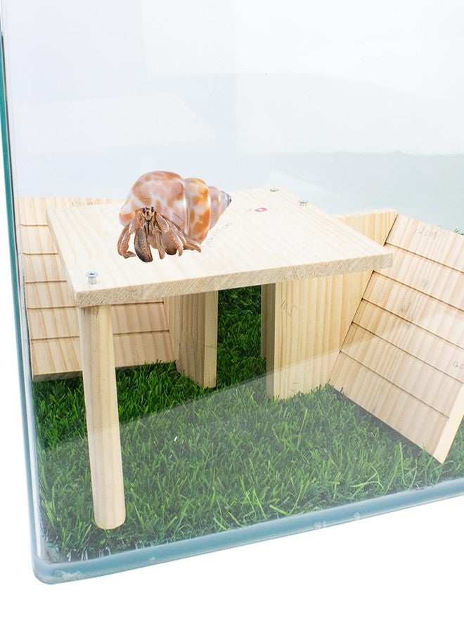 FlidRunest Wooden Large Hermit Crab W-Shaped Cave for Tank, Natural Hermit Crab Climbing Ladder Platform Set Toy, Safe Tank Corner Decor Hide Accessories Reptile Activity Platform - Image 1